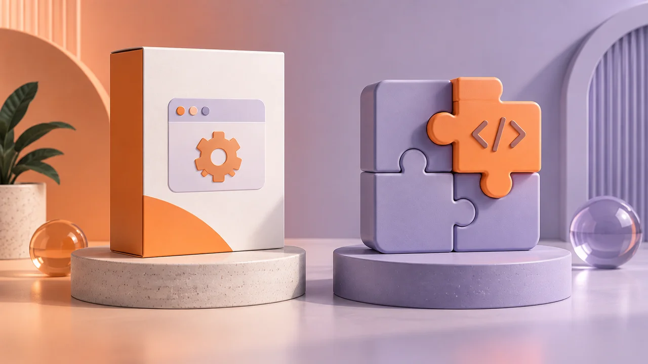 Ready-made software modules and a fitted custom puzzle piece on balanced platforms