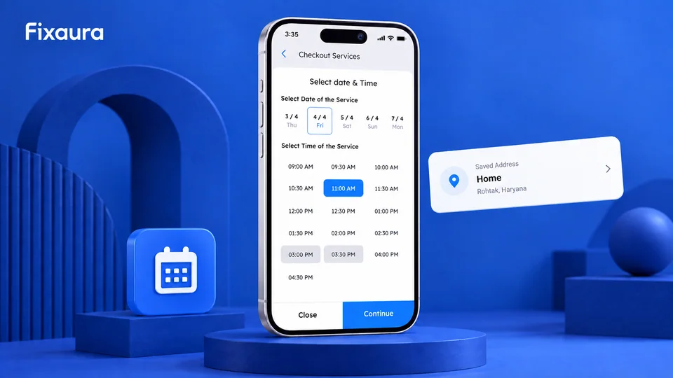 Fixaura booking slots and saved address presentation