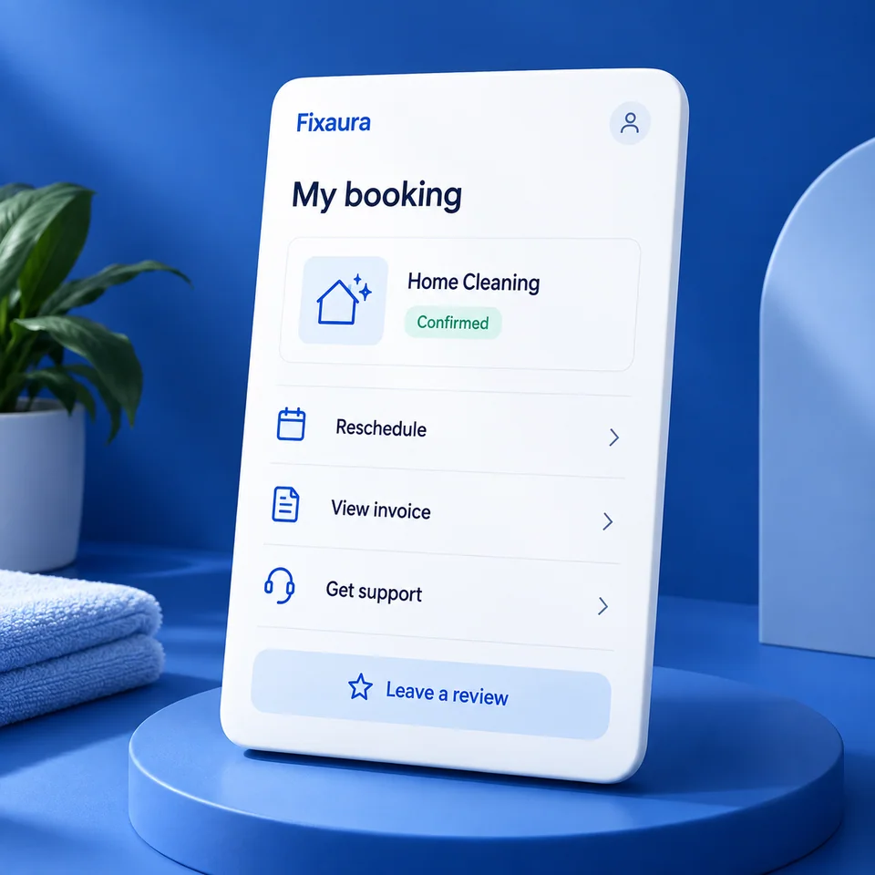 Manage a confirmed booking, reschedule, view invoice and get support