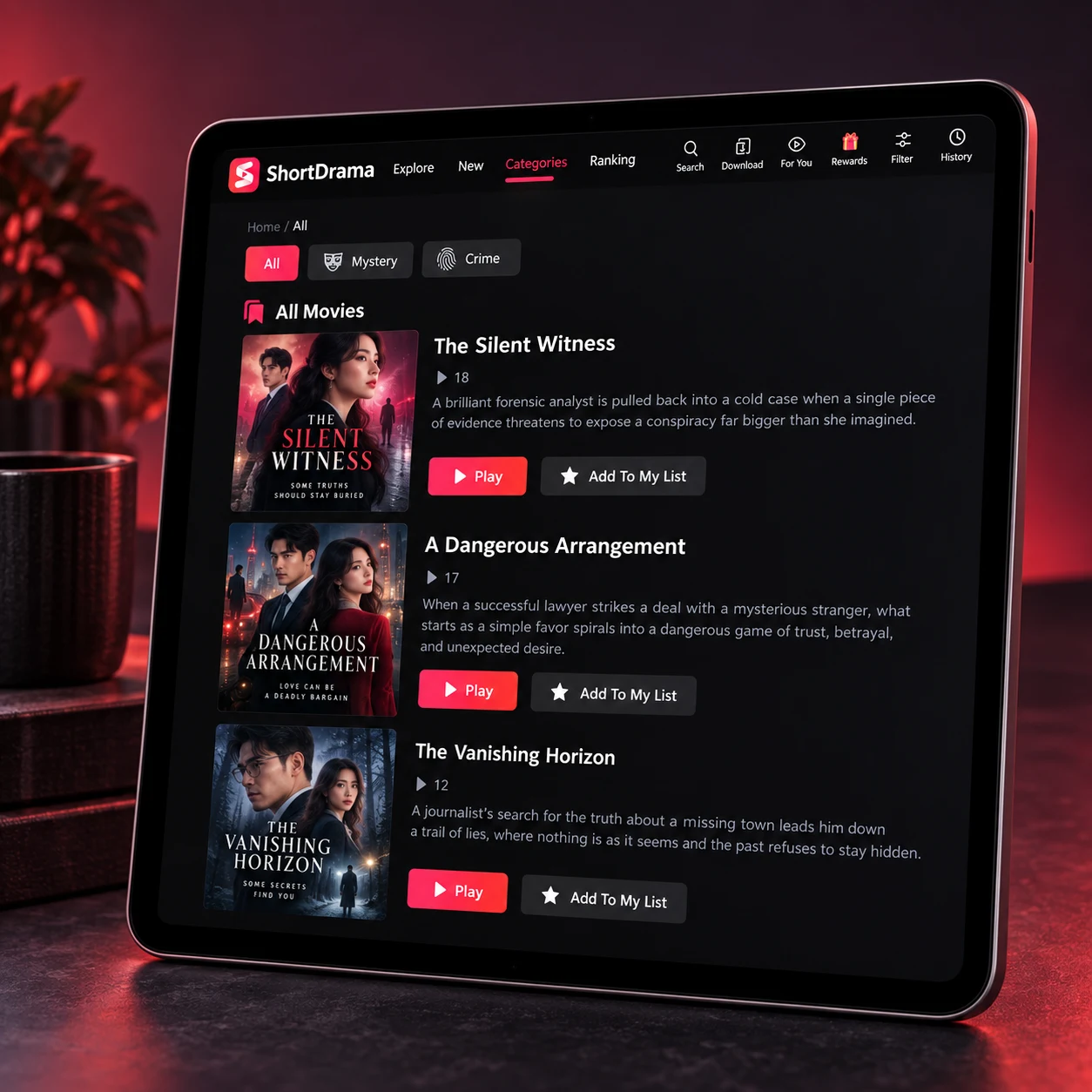 Browse the catalogue by category across screen sizes
