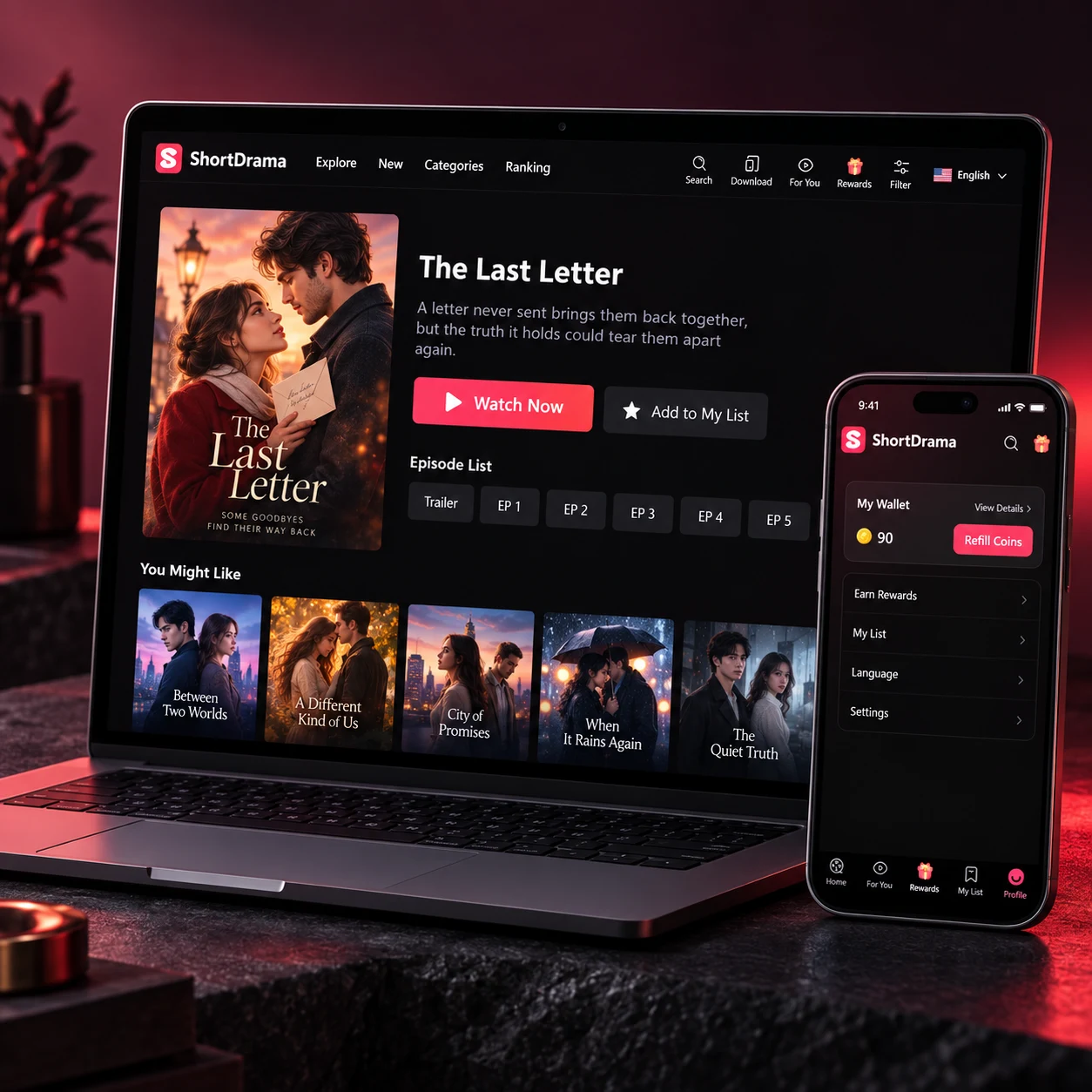 Explore a story, save it and pick the next episode on web